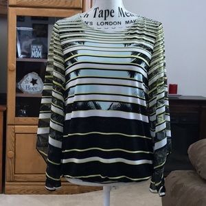 Alfani stripe print angel sleeve lined top, size S